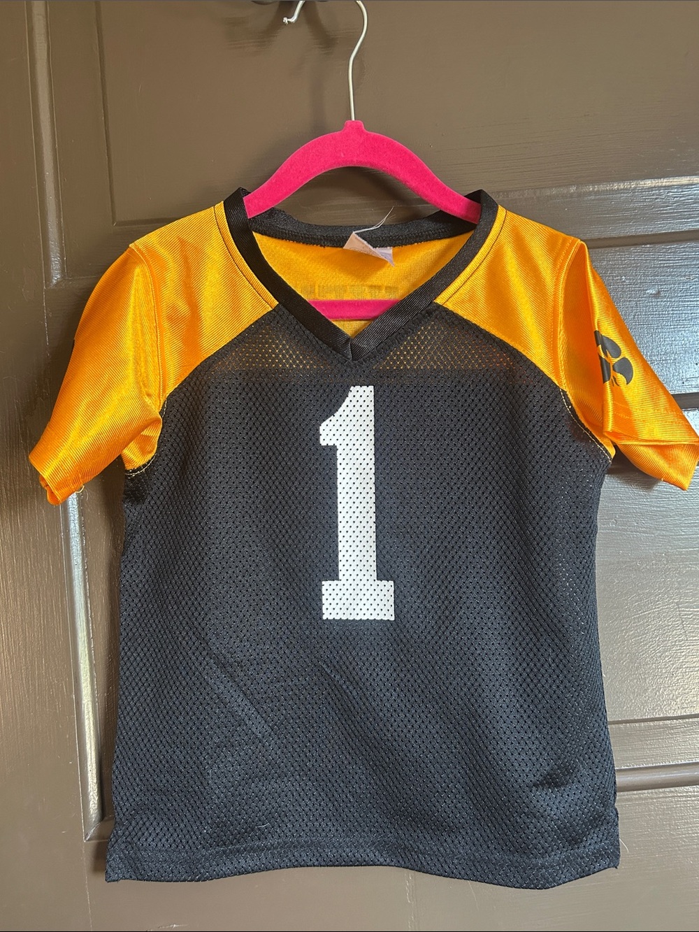 Black & Yellow Kids Sports Jersey Top with Number 1